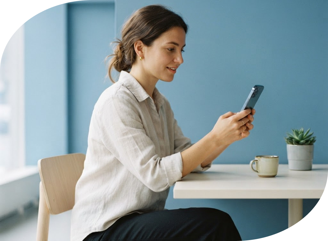 Profissional consultando o celular em um ambiente de trabalho